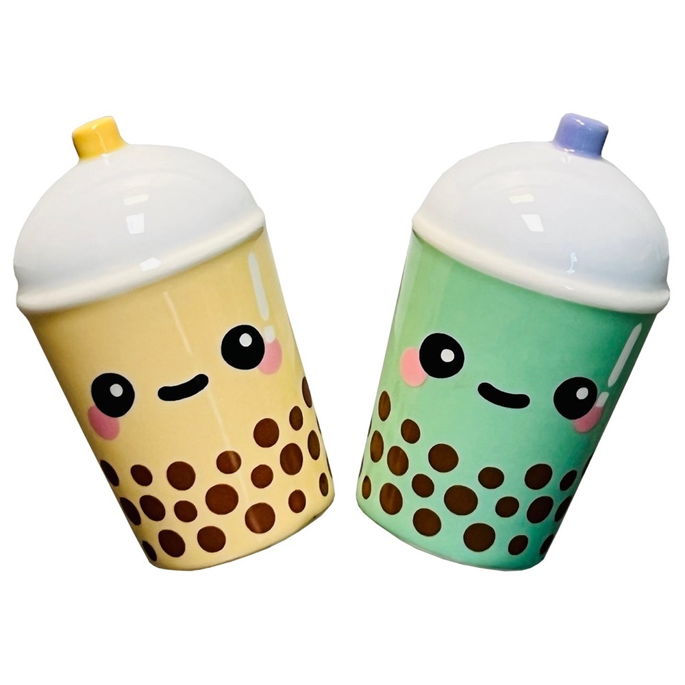 Boba Ceramic Salt & Pepper Set - Yellow & Green - Picture 4 of 4